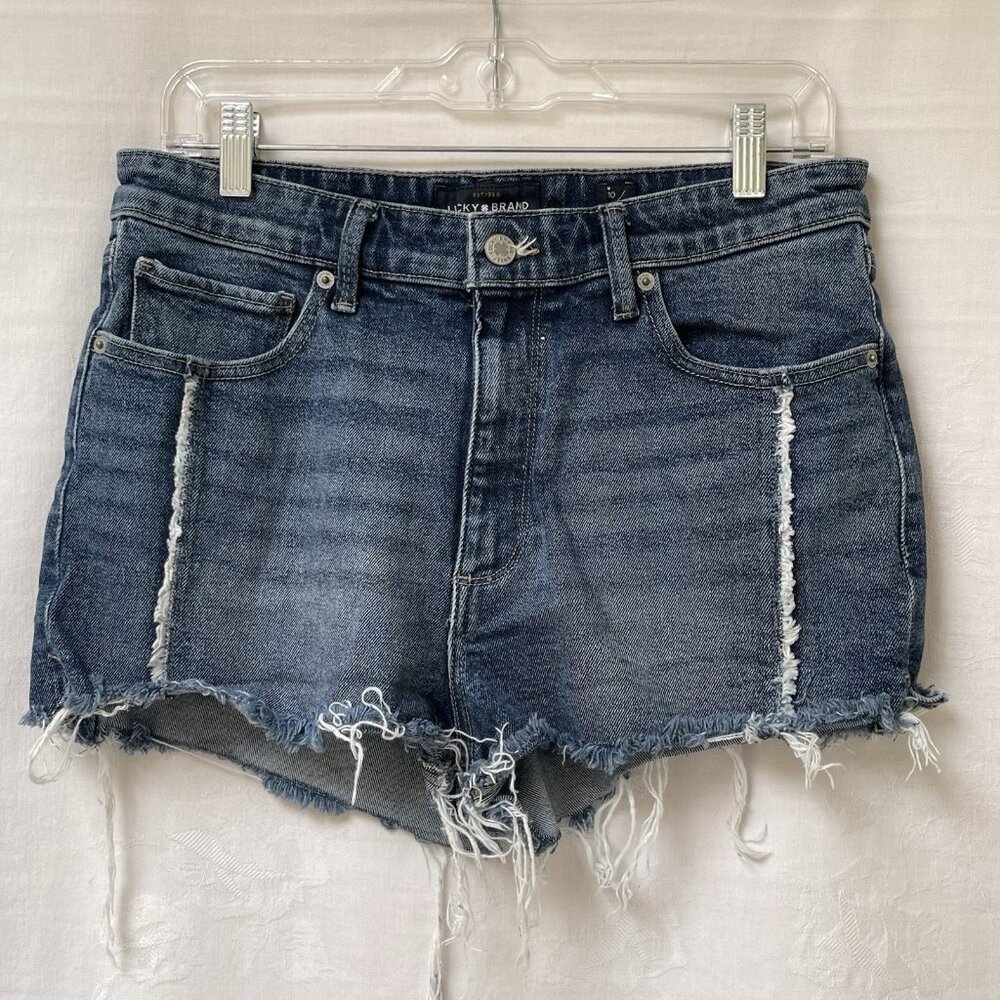Lucky Brand Womens 10 30 The High Rise Shortie Cutoff Denim Shorts Blue Festival